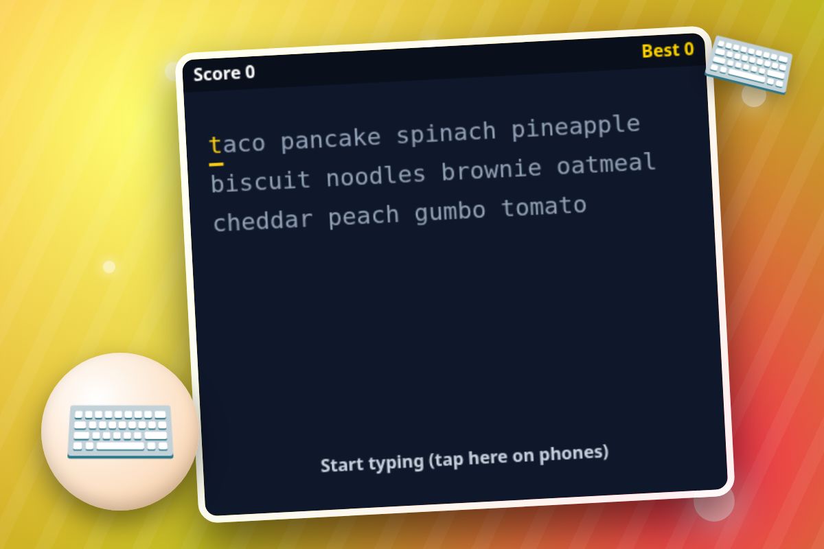 Typing Food Words