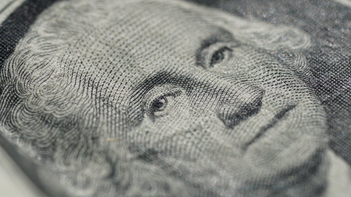 Close-up of the portrait on a U.S. dollar bill