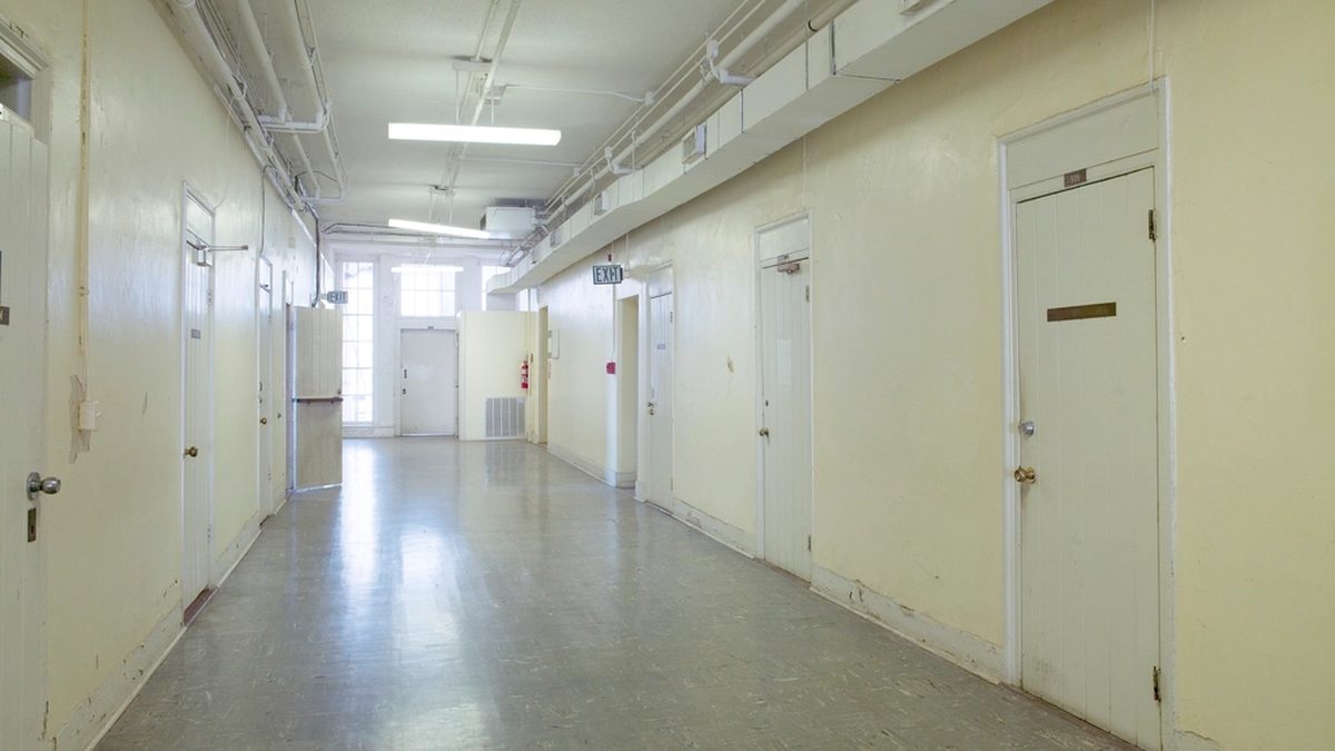 An empty hospital corridor