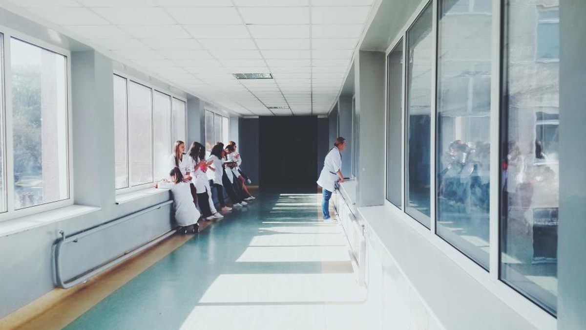 A long hospital corridor