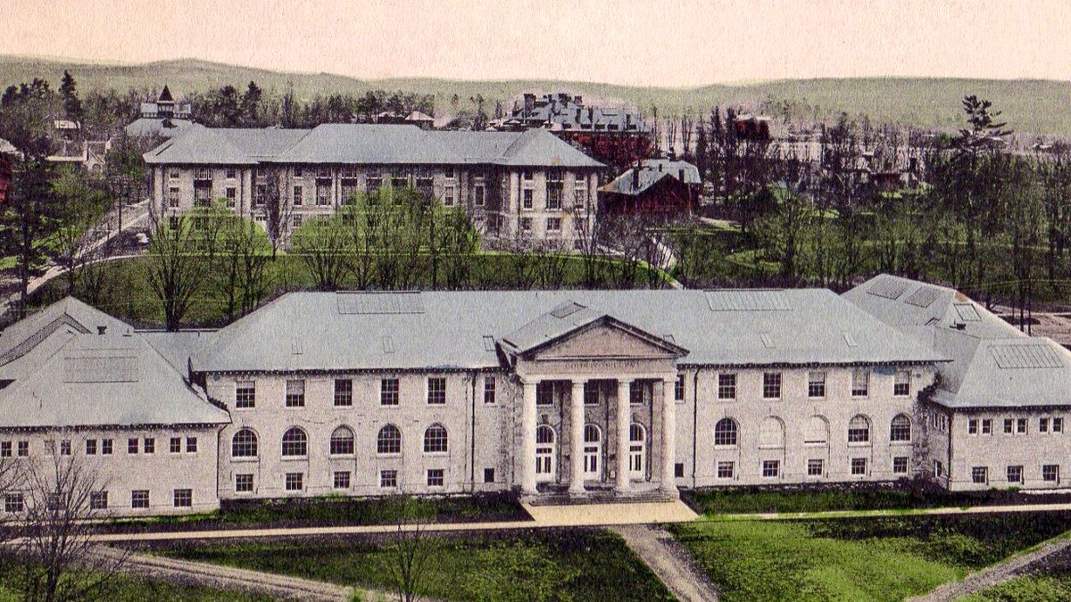 Historic view of the Cornell University campus looking east