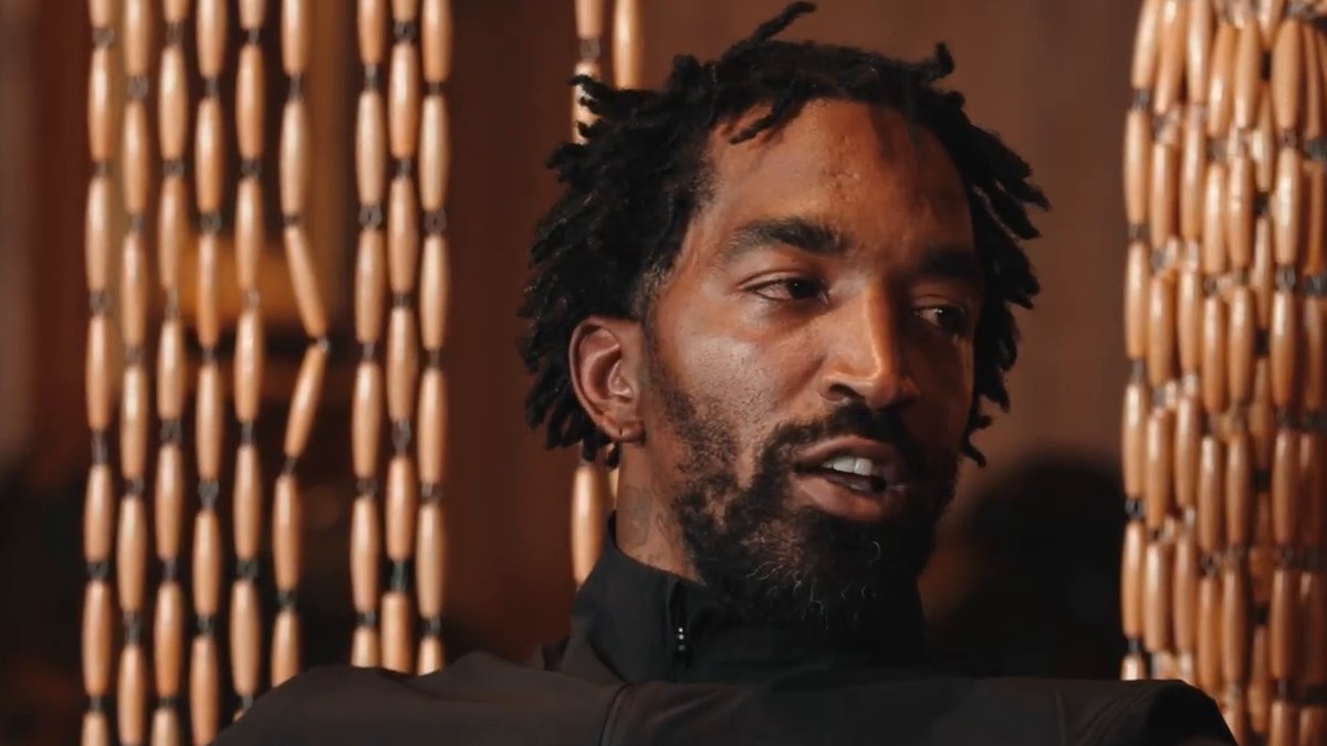 J.R. Smith speaking during a sit-down interview