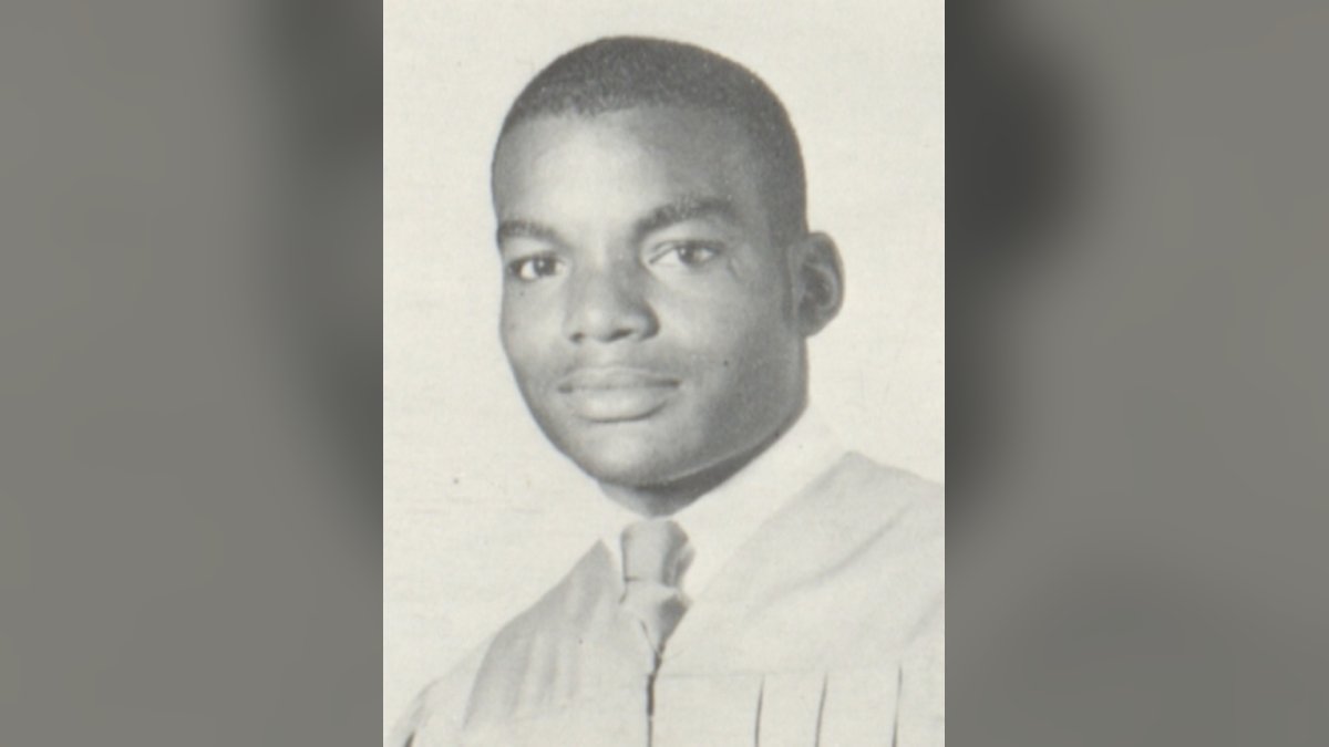 Yearbook portrait of a young Lawrence McCutcheon in a jacket and tie, taken at Plainview High School in Texas in 1968