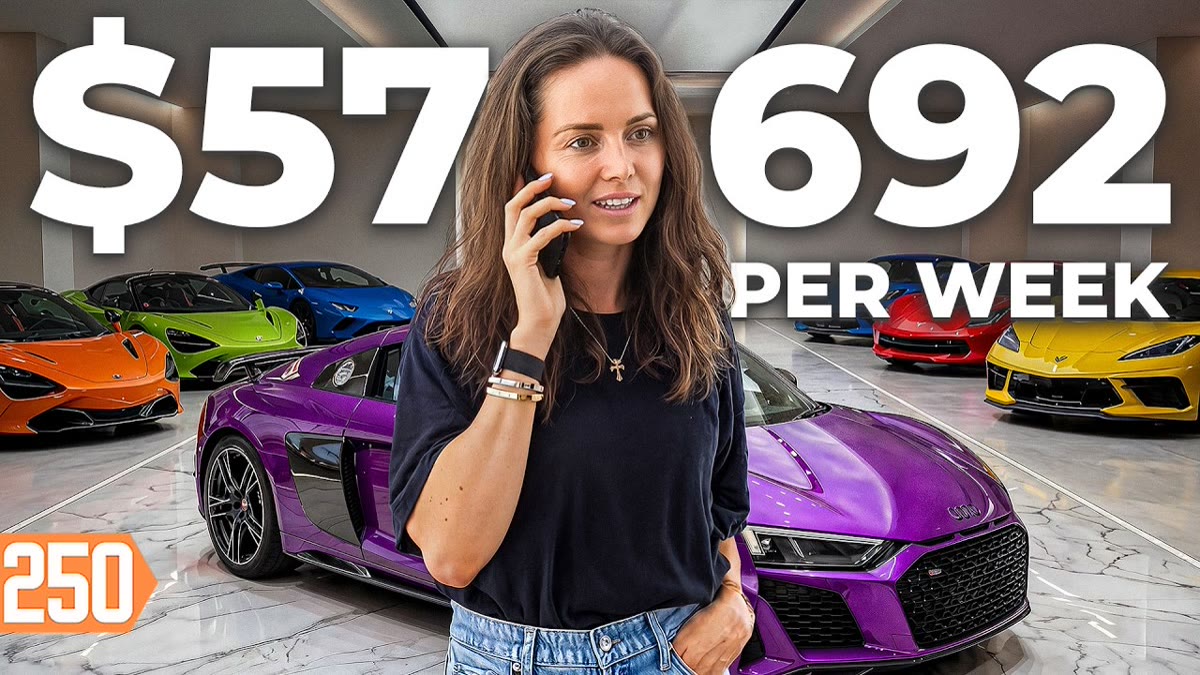 YouTube thumbnail of a luxury SUV with a small rental fleet behind it and large title lettering