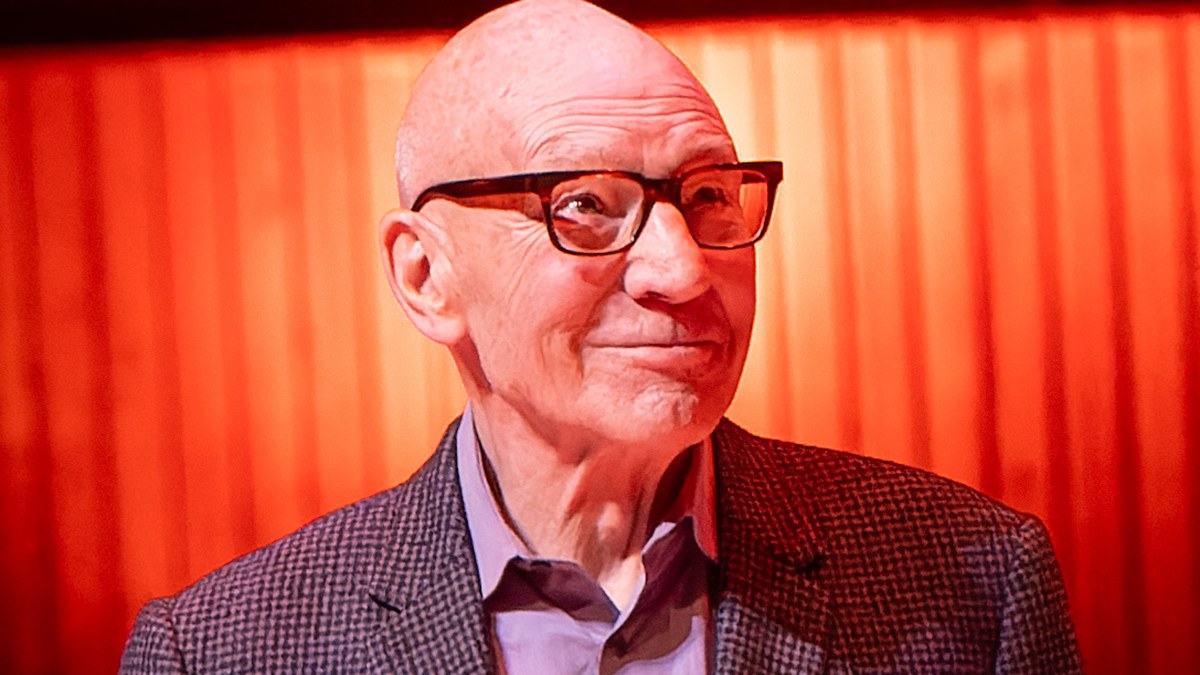 Patrick Stewart smiling at an event at the Royal Festival Hall in 2023