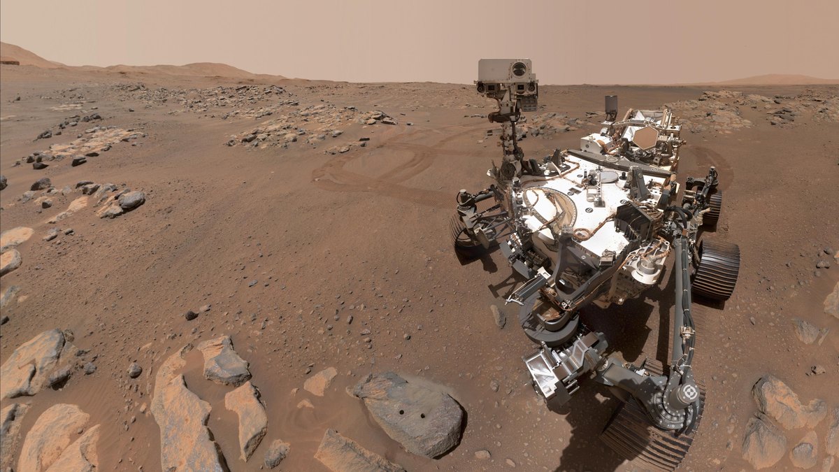 NASA's Perseverance rover takes a selfie on Mars next to a rock nicknamed Rochette