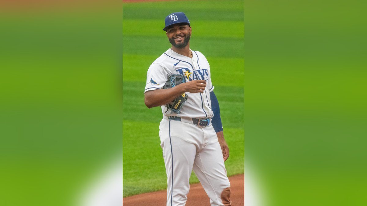 Rays third baseman Junior Caminero on the field in June 2026
