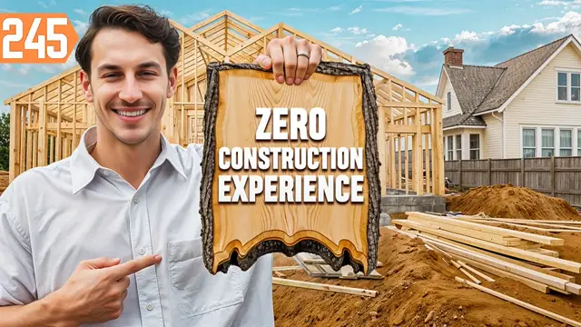 YouTube thumbnail of a new house frame on a job site with large title lettering
