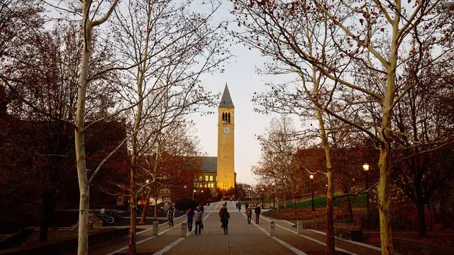 McGraw Tower rising over the Cornell University campus