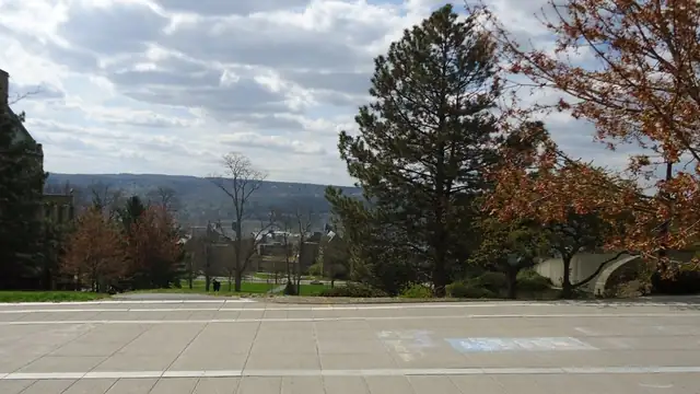 A view over the Cornell University campus toward Ithaca
