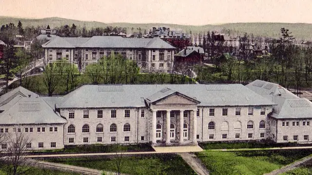 Historic view of the Cornell University campus looking east