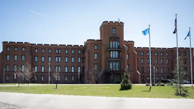 Red brick Building 1 at the St. Elizabeths campus, headquarters of the Department of Homeland Security in Washington