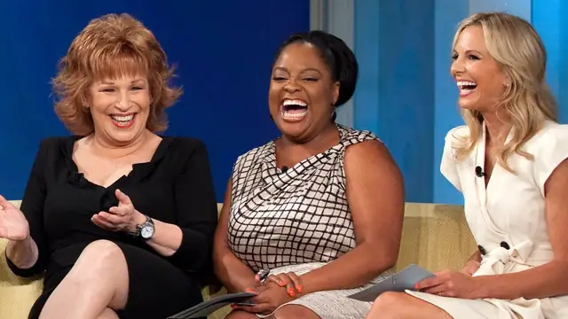Joy Behar laughs with Sherri Shepherd and Elisabeth Hasselbeck on The View in 2010