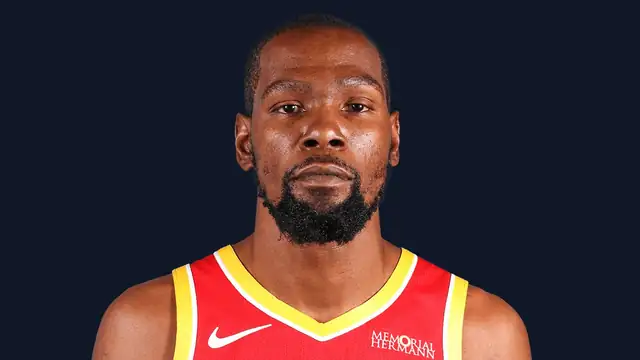 Kevin Durant in a red Houston Rockets jersey
