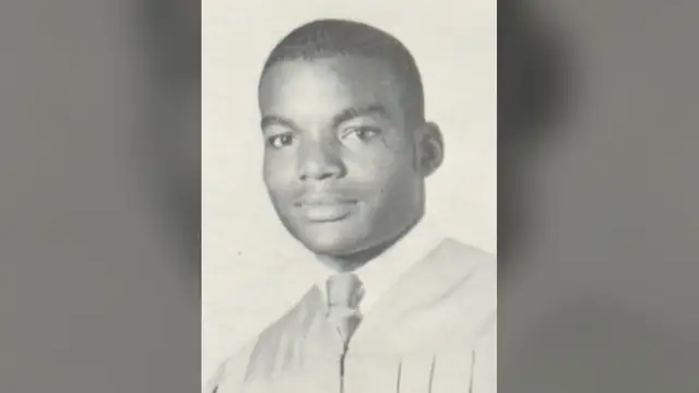 Yearbook portrait of a young Lawrence McCutcheon in a jacket and tie, taken at Plainview High School in Texas in 1968