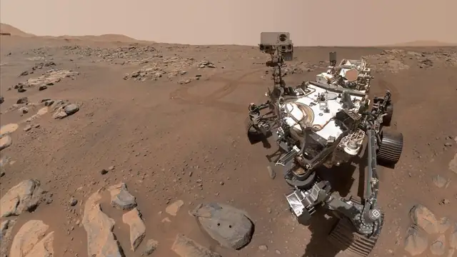NASA's Perseverance rover takes a selfie on Mars next to a rock nicknamed Rochette