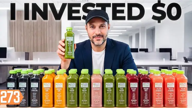 YouTube thumbnail of a juice and salad counter inside a small restaurant with large title lettering