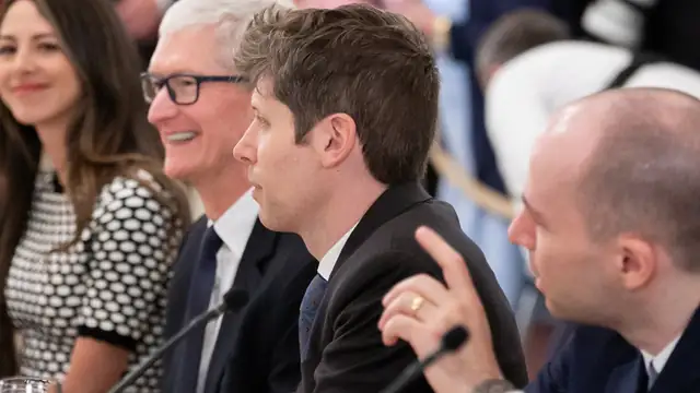 Sam Altman speaking at a White House dinner with tech leaders in September 2025