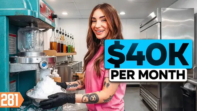 YouTube thumbnail of bright shave ice in paper cups on a shop counter with large title lettering